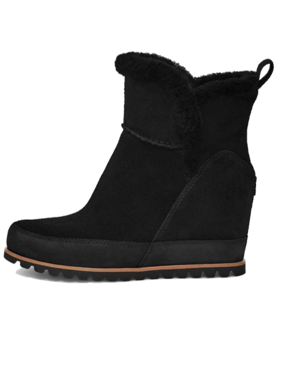 UGG Boots Malvella Black Suede ShearlingTrim Ankle Winter Size 7.5